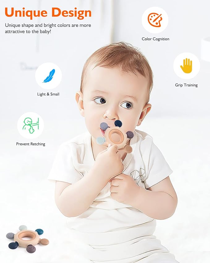 akolik Teething Toys for Babies, Baby Teethers Toy Teething Ring Silicone 3+ Months