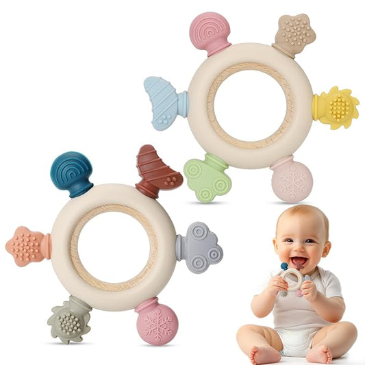 2 Packs Baby Teething Toy for Babies 0-3-6-12,18 Months