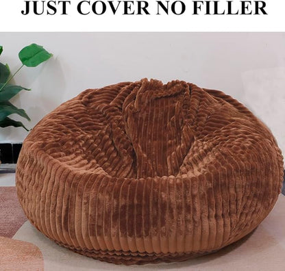 Soft Bean Bag Chair Cover No Filler Sofa Cover Storage Bean Bag Cover Organizing Children Plush Toys (Coffee, X-Large)