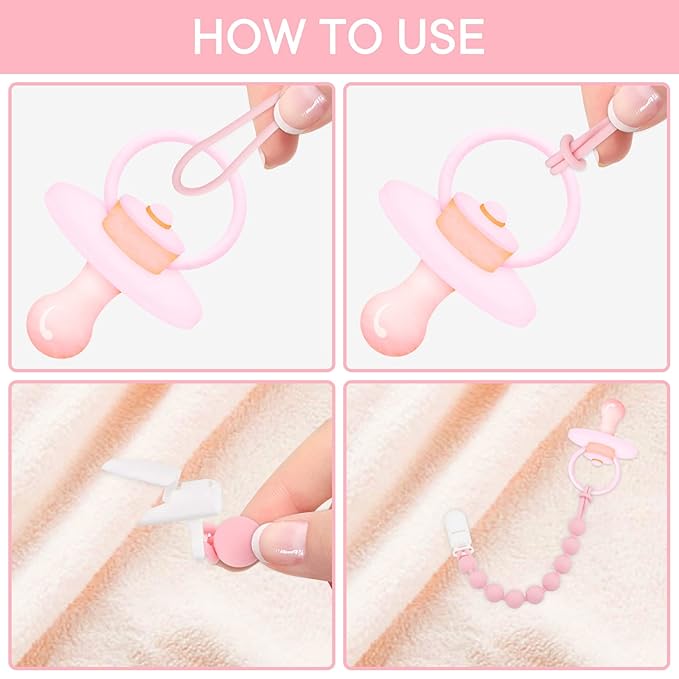 Silicone Pacifier Clip Holder, 4 Pack One Piece Soft Flexible Pacifier Holder Clip Binky Clips for Boys and Girls