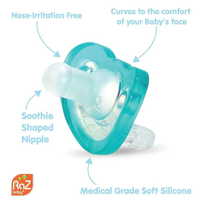 RaZbaby JollyPop Pacifier, Holder w/Detachable Baby Pacifier 0M+, 100%