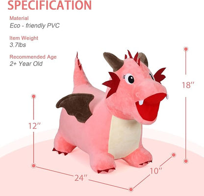 INPANY Bouncy Dinosaur Hopper Toy for Toddlers, Kids Inflatable Plush Bouncing Horse Hopper 2 3 4 Year