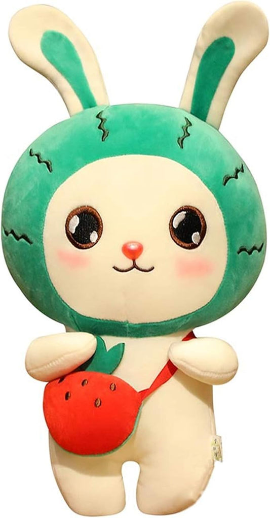 Cute Fruit Bunny Plush Strawberry Rabbit Plushies Soft Cushion Pillow Doll Toy Animal Doll Creative Toy for Kids, Green
