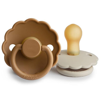 FRIGG Daisy Natural Rubber Baby Pacifier | Made in Denmark 0-6 Months) 2-Pack