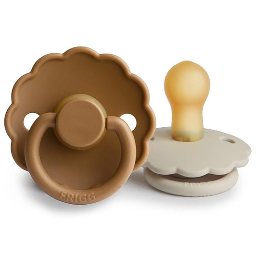 FRIGG Daisy Natural Rubber Baby Pacifier | Made in Denmark 0-6 Months) 2-Pack