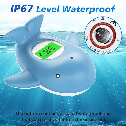 Baby Bath Thermometer, Instant Read Water Thermometer Safety with 3 Color Backlit and Temperature Warning
