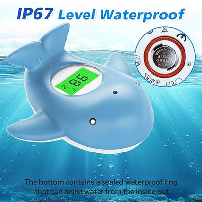 Baby Bath Thermometer, Instant Read Water Thermometer Safety with 3 Color Backlit and Temperature Warning