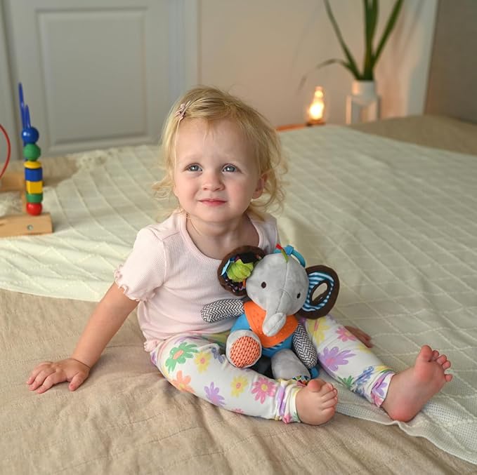 Maple Toys - 5-in-1 Multi-Sensory Plush Toy with Teethers, Rattles