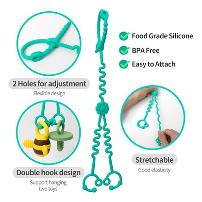 Baby Toy Straps - 1 Drag 2 Design for Toy Safety 5 Food-Grade