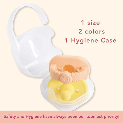 NatureBond Baby Pacifier Soother Silicone Binky Newborn Teether Pacifiers 2 in 1, Curved for Comfort | Hygiene Cover (0-6 Months