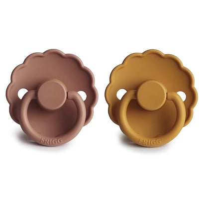 FRIGG Daisy Natural Rubber Baby Pacifier | Made in Denmark 0-6 Months) 2-Pack