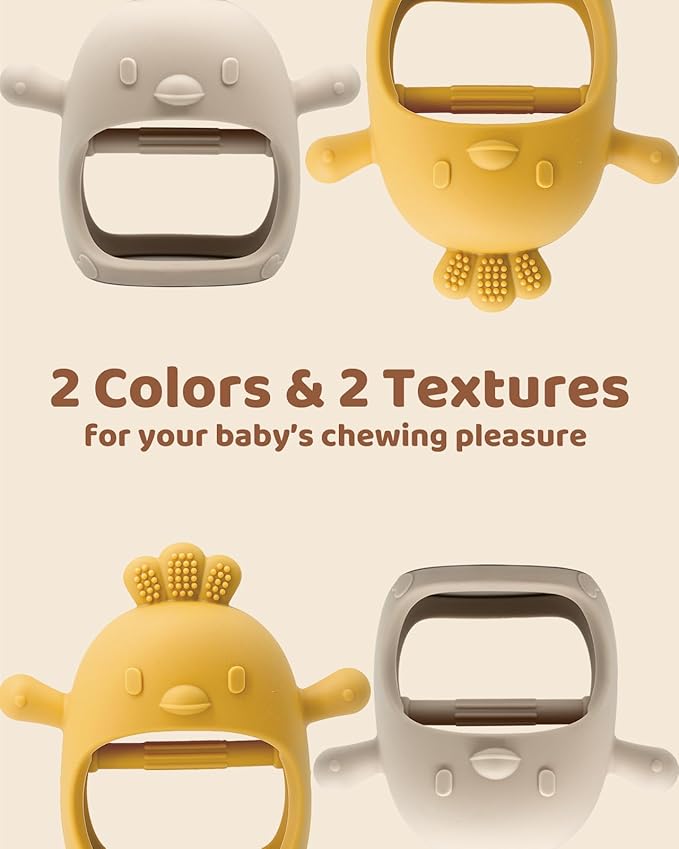 2 Packs Baby Teething Toy for 0-6 6-12 Months, Food Grade Silicone Teething Mitten