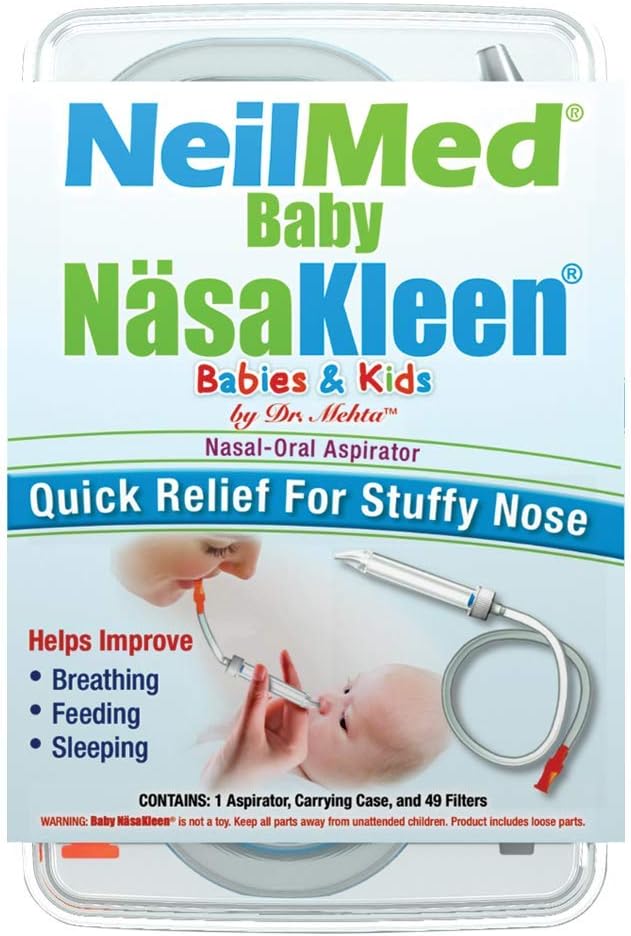 NeilMed Baby NasaKleen Nasal-Oral Aspirator with 49 Hygiene Filters and