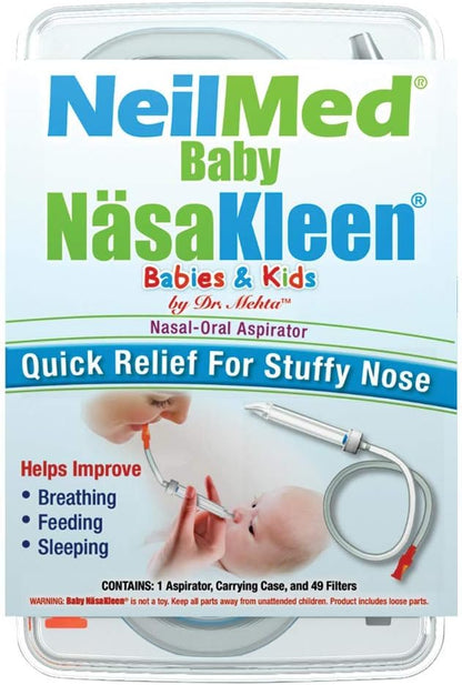 NeilMed Baby NasaKleen Nasal-Oral Aspirator with 49 Hygiene Filters and