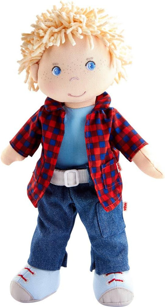 HABA Nick 12" Soft Doll - Baby Boy Doll with Blonde Hair and Blue Eyes (Machine Washable) Perfect Plush Doll Baby for 18 Months & Up