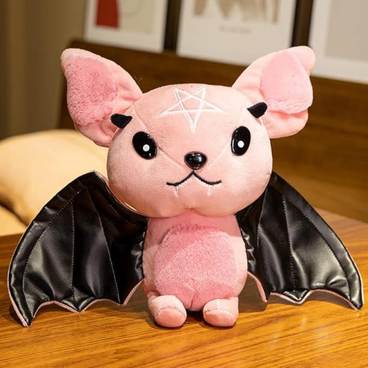 NatureMan Bat Plush Stuffed Animal Toys,Halloween Black Bat Decor Soft Hugging Plush Doll Toy Gifts (Pink,11.8inch)