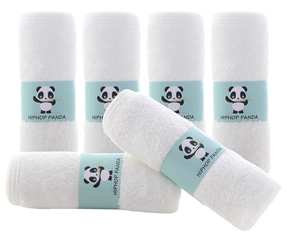 HIPHOP PANDA Baby Washcloths, Rayon Made from Bamboo - 2 Layer Ultra Soft Absorbent Newborn Bath Face Towel 6 Pack