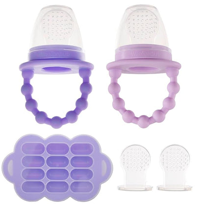 WeeSprout Silicone Baby Food Feeders + Freezer Tray for Batch Prep, Set of 2 2 Extra