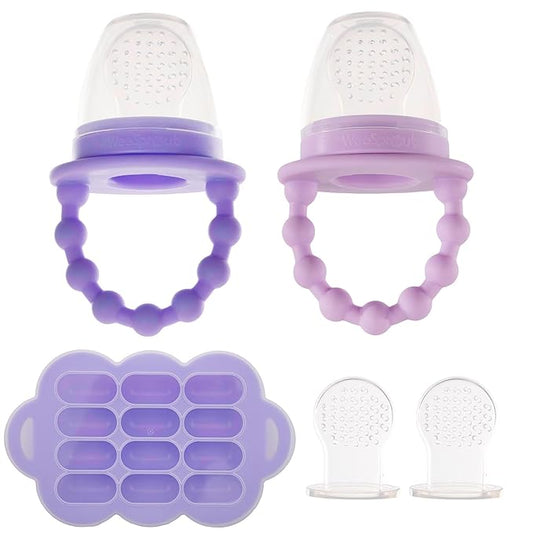 WeeSprout Silicone Baby Food Feeders + Freezer Tray for Batch Prep, Set of 2 2 Extra
