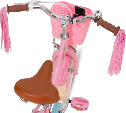 JOYSTAR Little Daisy Kids Bike for Girls Boys Ages 2-7 Years, 12 14 16 Inch Girls Bikes with Doll Bike Seat & Streamers