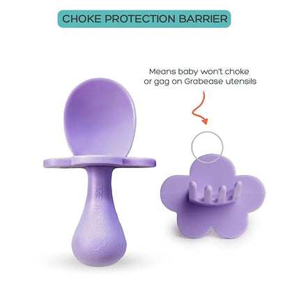 Grabease Toddler & Baby Feeding Utensils Set - Lavender Forks and Spoons - Plastic, 1 Set Toddler Forks - Baby Cutlery