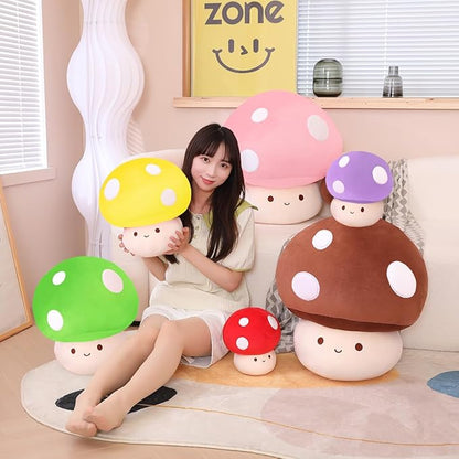 Kawaii Plush Mushroom Toy Pillow, Cute Plushies Mushroom Doll Gift for Kids(Purple 23cm/9in)