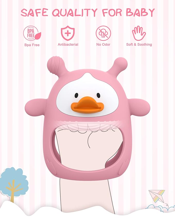 Teething Toys for Babies 0-6 Months, Never Drop Silicone Baby Teether