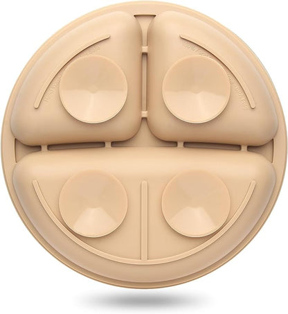 Toddler Plates 3 Pack, Divided Suction Plates for Baby, 100% Food Grade Silicone Baby Plates, Non-Slip, Baby Led Weaning Supplies, Microwave & Dishwasher Safe