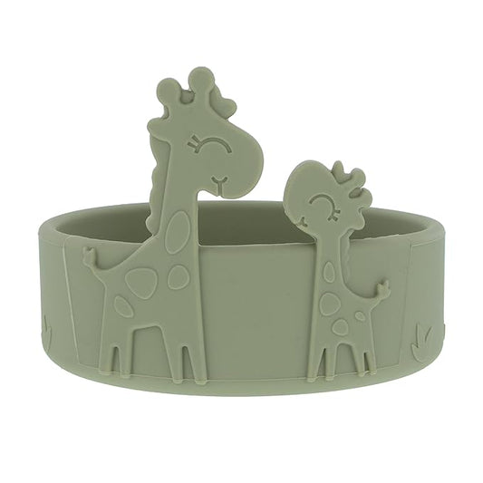 Nuby Animal Friend Silicone Round Plate - Toddler Plate - 6+ Months - Green Giraffe Plate