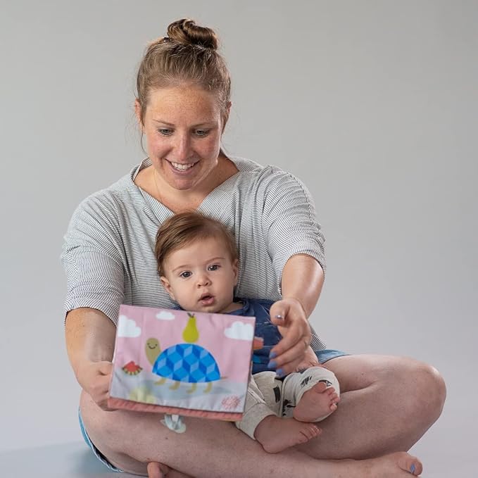 Taf Toys Savannah Infant Tummy-time Soft Crinkle Activity Book with Huge Baby Safe Mirror, 3D Activities