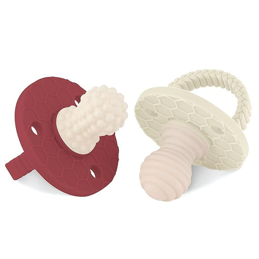 Soothipop Silicone Pacifier Teething Toys for Babies 0-6 Months 12, 18 Months - (2 Pack) Pacifier Shaped Baby Teether