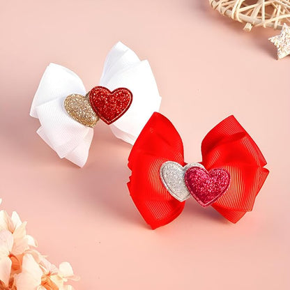 4 Pcs Valentine's Day Hair Clips Heart Bow Hair Accessories