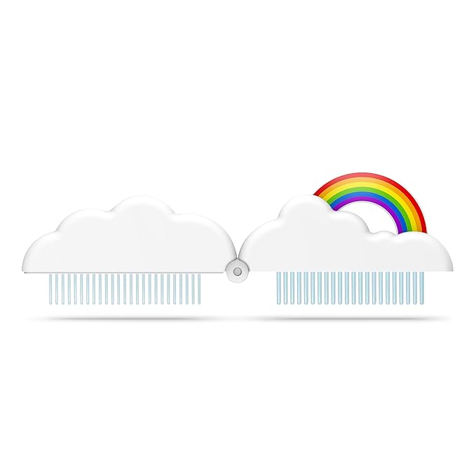 Genuine Fred HEAD IN THE CLOUDS Folding Brush and Comb, Fun Cloud and Rainbow Design, Hair Care Tool and Detangling Comb, Great for Travel and Diaper Bags, Fun Gift and Stocking Stuffer