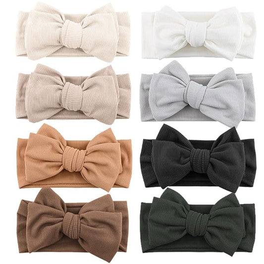 Niceye Baby Girl Bows and Headbands, Stretchy Hair Bow Bands 8 Packs