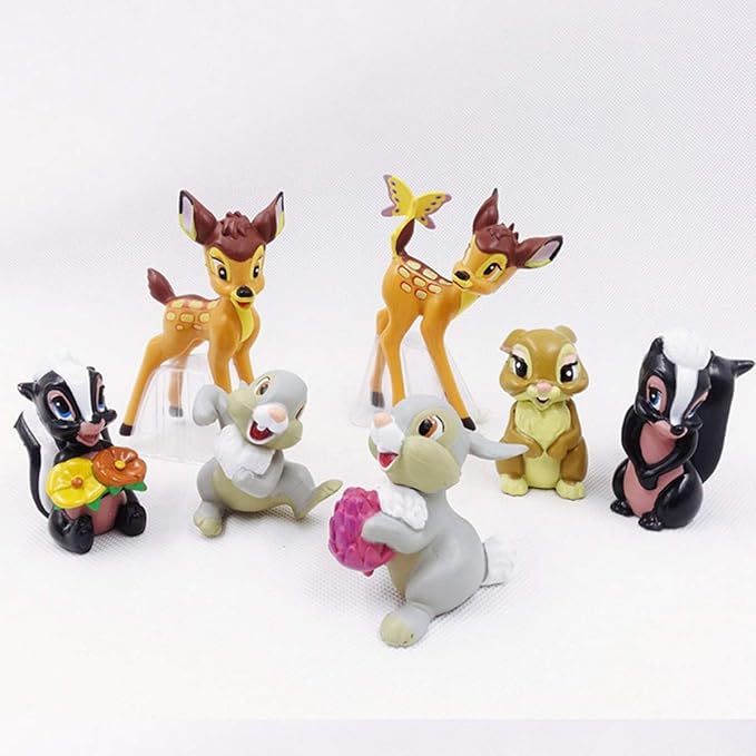 GHTERT 7 Pcs Lovely Fawn Deer Animal Figurines Toys Mini Figure Collection Playset, Cake Topper Toy Doll Set