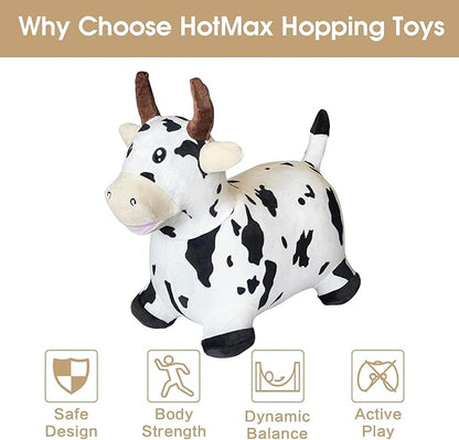 HotMax Bouncy Cow Hopping Toy, Inflatable Plush Bouncing Horse for Toddlers 18 Months 2 3 4 Year