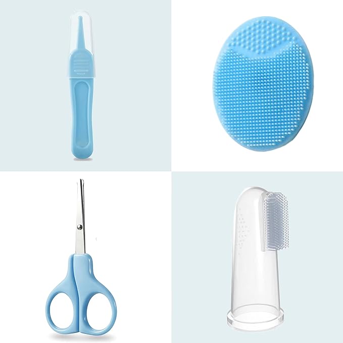 PandaEar Baby Healthcare and Grooming Kit, Baby Nursery Health Care Set, Electric Safety Nail Trimmer Newborn Essentials Kit for Infant Toddlers Kids (19 in 1, Blue)