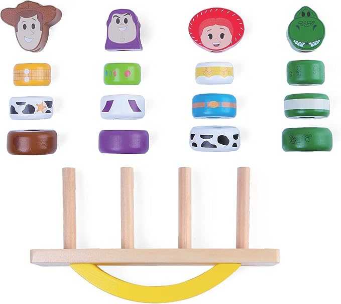 Disney Wooden Toys Toy Story Balance Blocks, 17-Piece Set Features Woody 18 Month