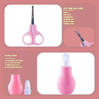 Baby Grooming Kit, Baby Essentials for Newborns (10 in 1) (Pink)