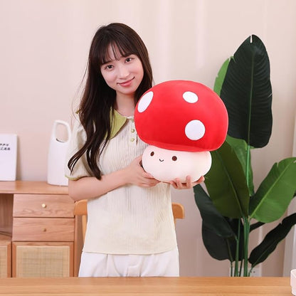 Kawaii Plush Mushroom Toy Pillow, Cute Plushies Mushroom Doll Gift for Kids(Red 30cm/11.8in)