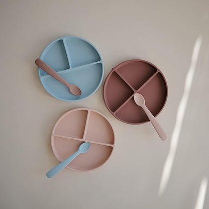 mushie Silicone Suction Plate | BPA-Free Non-Slip Design (Powder Blue)