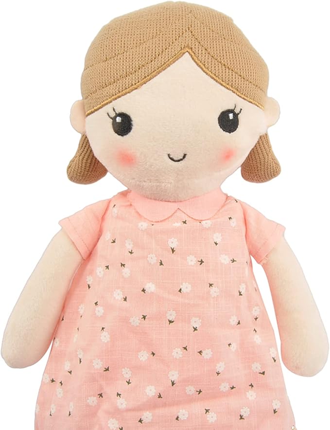 Linzy Toys, Soft Plush Light Pink Blue Emily Rag Doll for Girl 15" My (89835)