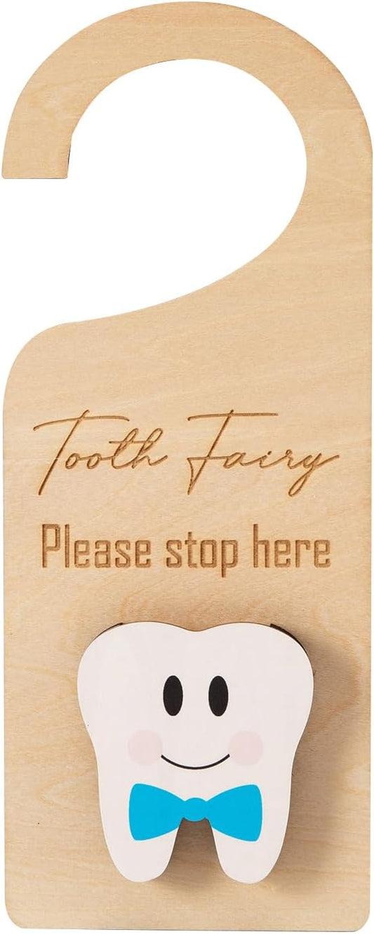 Wooden Tooth Fairy Door Hanger with Cute Money Holder Gift