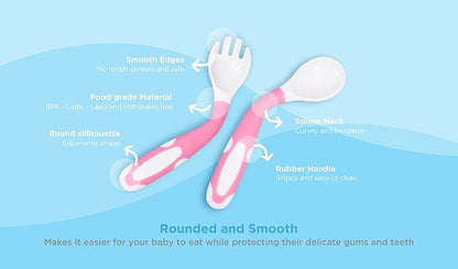 Bendable Baby and Toddler forks and spoons Utensils Silverware Set for Kids, 2 Sets (Blue/Blue) – Gum Friendly 2 Toddler Spoons and 2 Forks Self Feeding and Infant Baby Training and toddler silverware