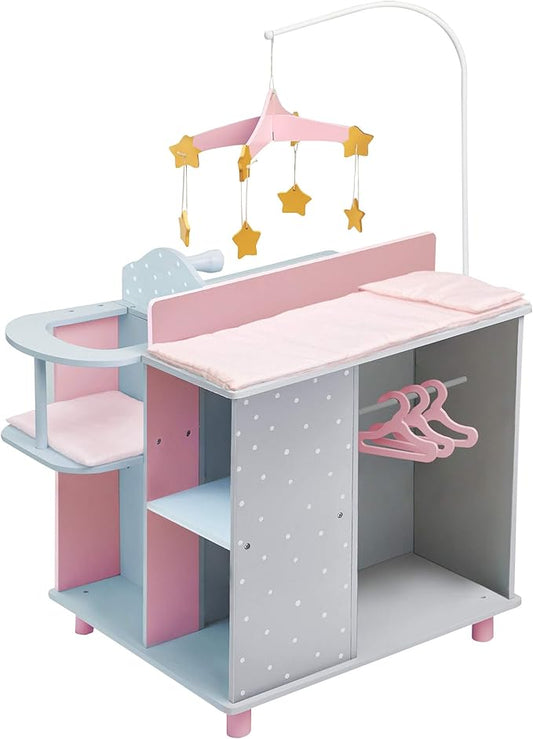 Olivia's Little World 6-in-1 Wooden Baby Doll Changing Station with Crib, Changing Table