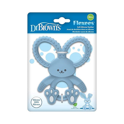 Dr. Brown’s Flexees Beaded Teether Rings and Bunny Teether, 100% Silicone 4-Pack, Blue, 3m+