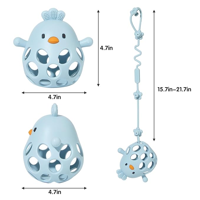 Baby Teething Toys with A Toy Safety Strap for Babies 0-6, 12 18 Months