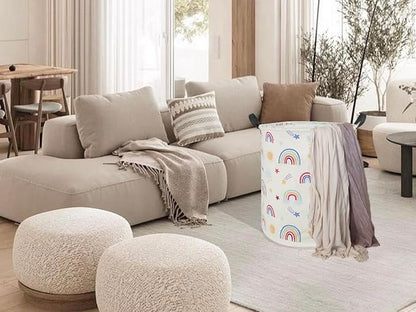 Round Rainbow Pattern Laundry Hamper Storage Basket Organizer Hamper Storage