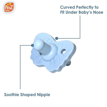 RaZbaby RaZzies Pacifier 4-Pack for Newborns &Infants 0m+ - Natural Nipple Shaped BPA Free Medical Grade Silicone 1 Piece