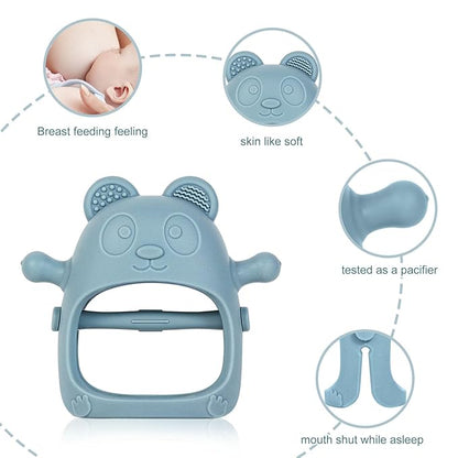 Baby Teething Toys for Infants 3+ Months Set of 3, Easy to Hold Silicone Teething Mitten with Soft Textures for Sensory Exploration and Teething Pain Relief